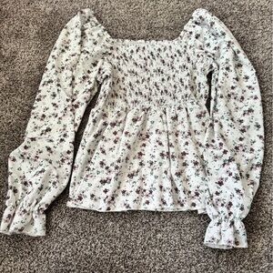 Floral Smocked Long Sleeve Blouse